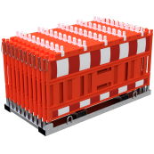 SET | with 20 panel fence | on storage and transport crossbar | with lamp adapter | with red/white foil, type RA2/B | type of barrier NOX red